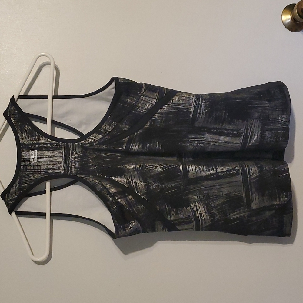 Fila women's M black & silver activewear tank top - Picture 4 of 7